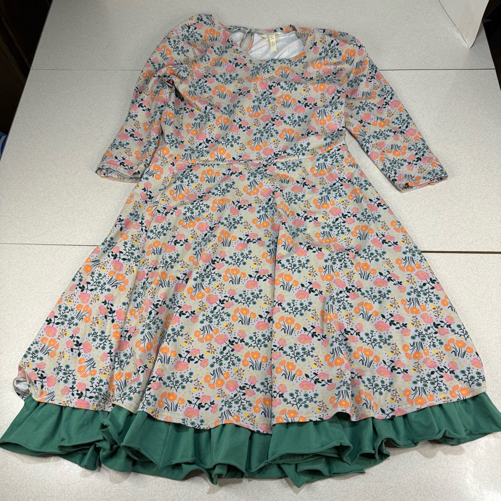 Matilda Jane Joanna Gaines Dress With Ruffled Hem - Floral Print - Size Large